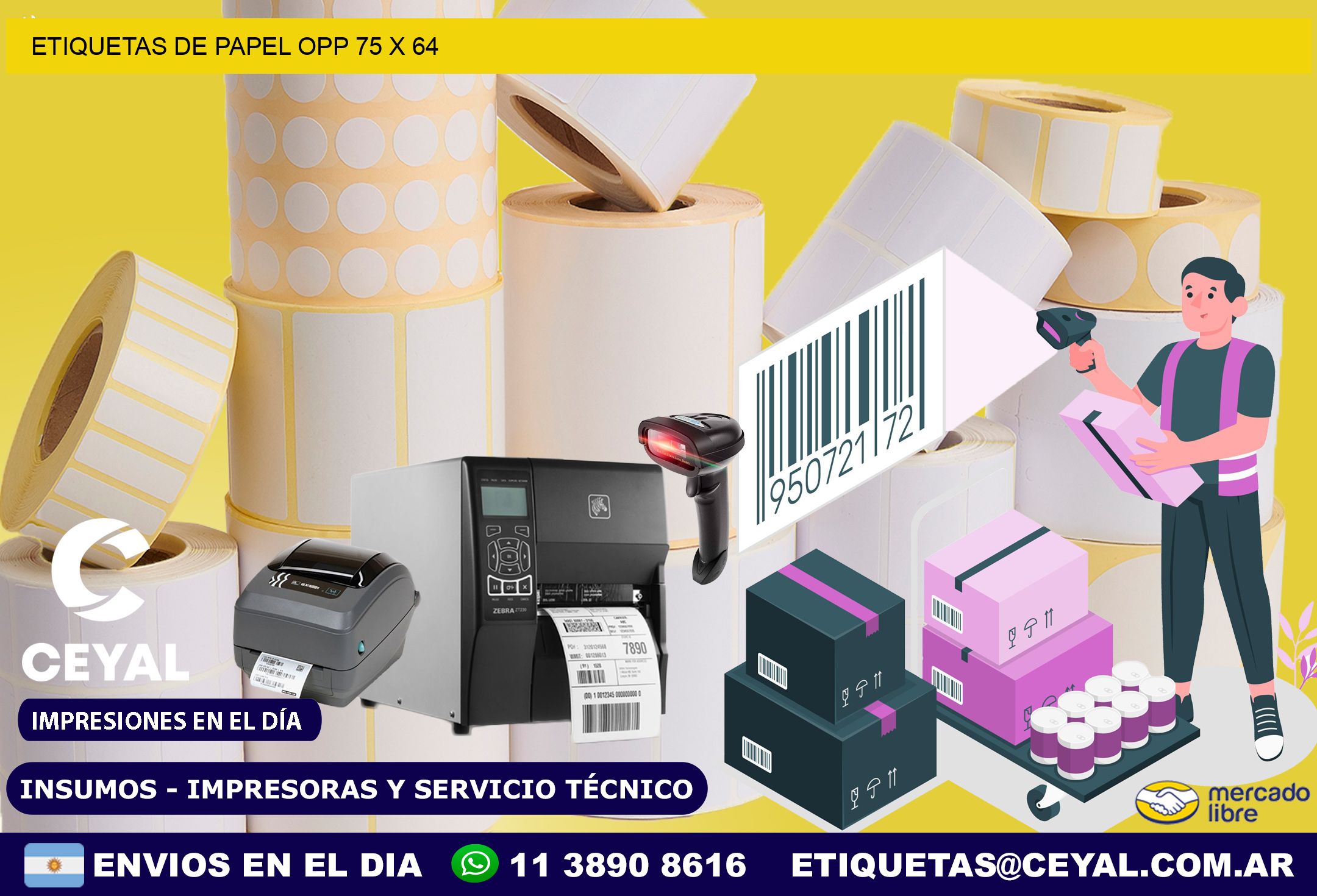 ETIQUETAS DE PAPEL OPP 75 x 64