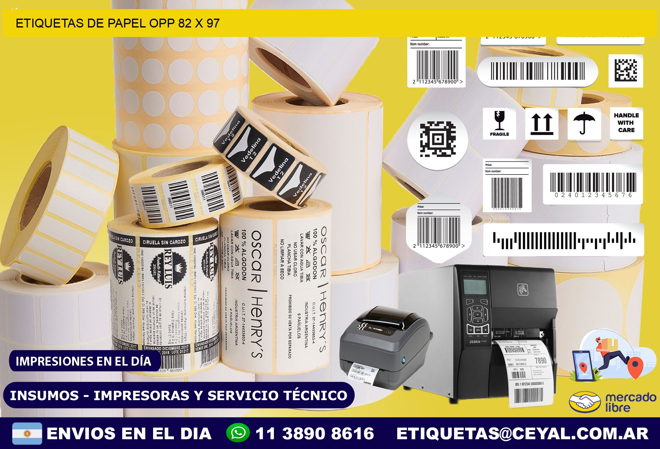 ETIQUETAS DE PAPEL OPP 82 x 97