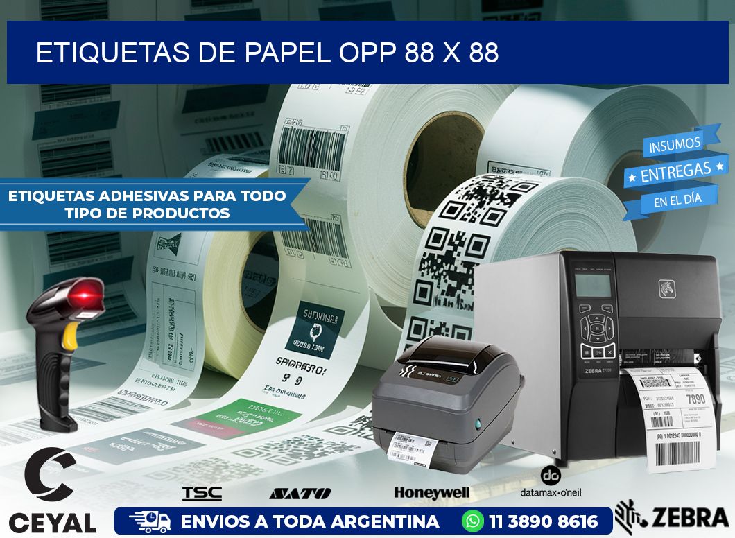 ETIQUETAS DE PAPEL OPP 88 x 88