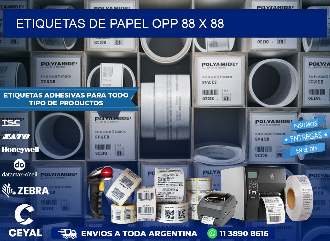 ETIQUETAS DE PAPEL OPP 88 x 88