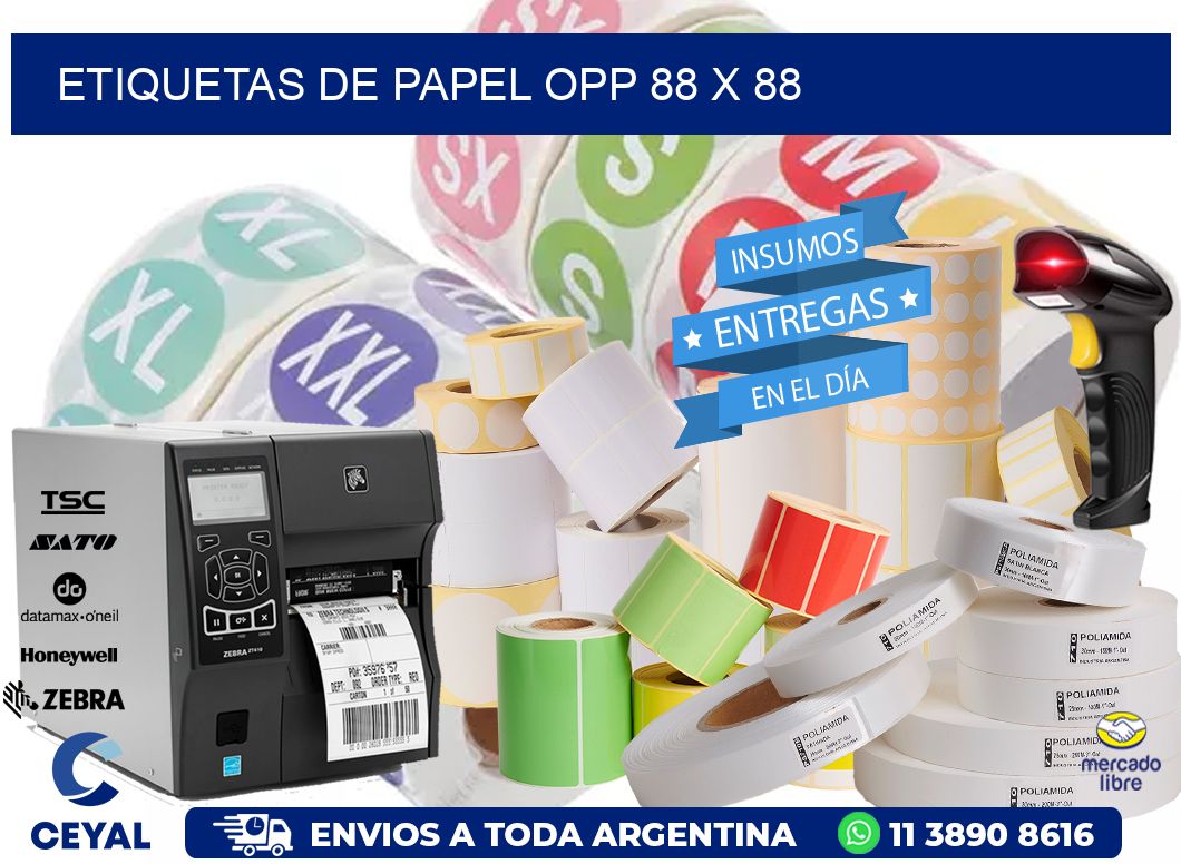 ETIQUETAS DE PAPEL OPP 88 x 88