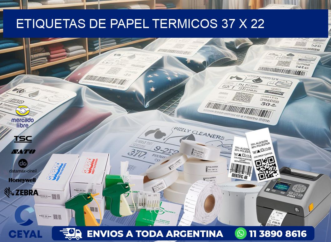 ETIQUETAS DE PAPEL TERMICOS 37 x 22