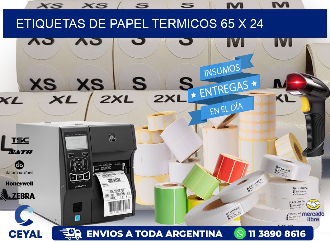 ETIQUETAS DE PAPEL TERMICOS 65 x 24