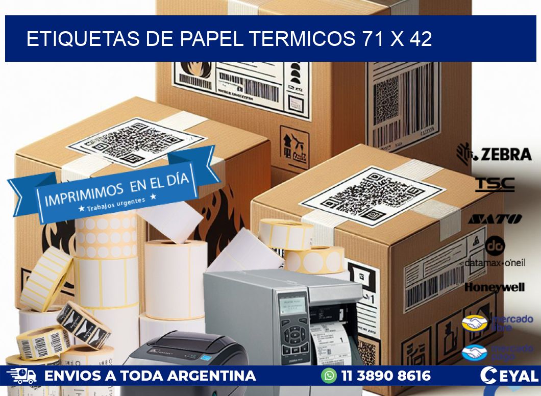 ETIQUETAS DE PAPEL TERMICOS 71 x 42