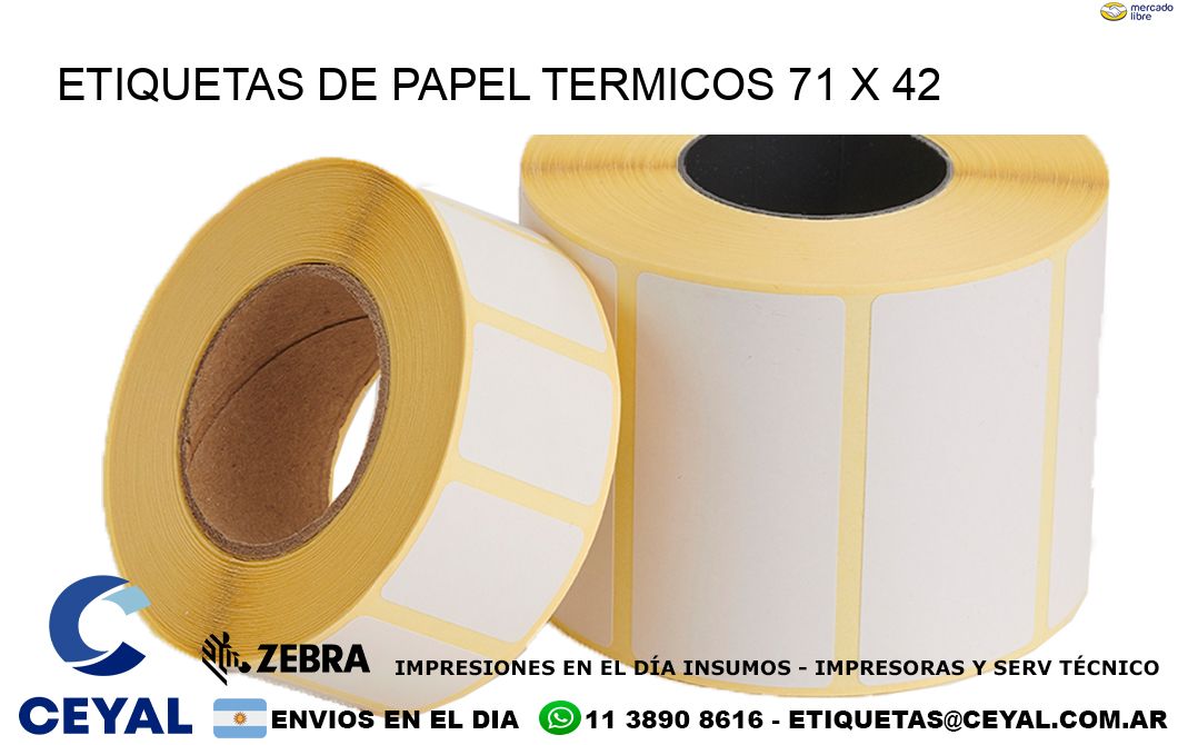 ETIQUETAS DE PAPEL TERMICOS 71 x 42