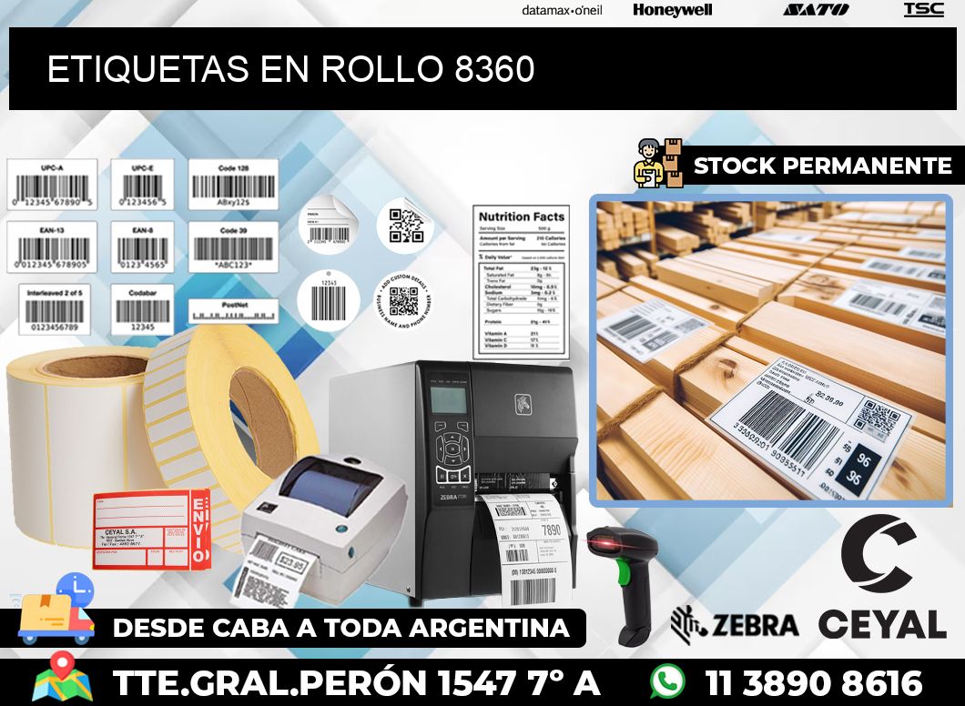 ETIQUETAS EN ROLLO 8360