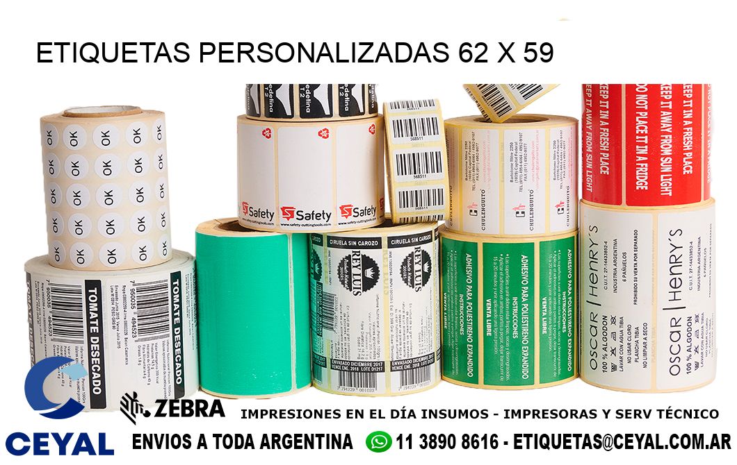 ETIQUETAS PERSONALIZADAS 62 x 59