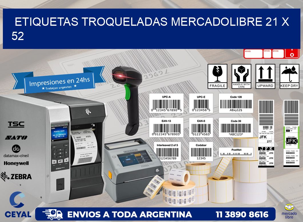 ETIQUETAS TROQUELADAS MERCADOLIBRE 21 x 52