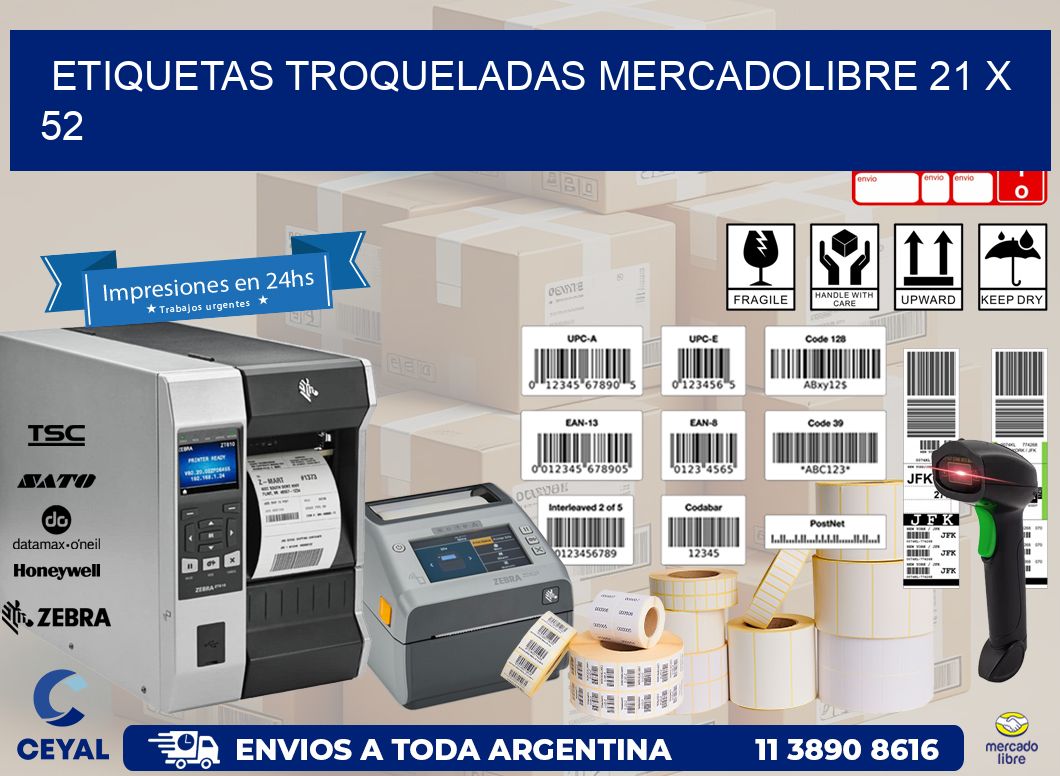 ETIQUETAS TROQUELADAS MERCADOLIBRE 21 x 52