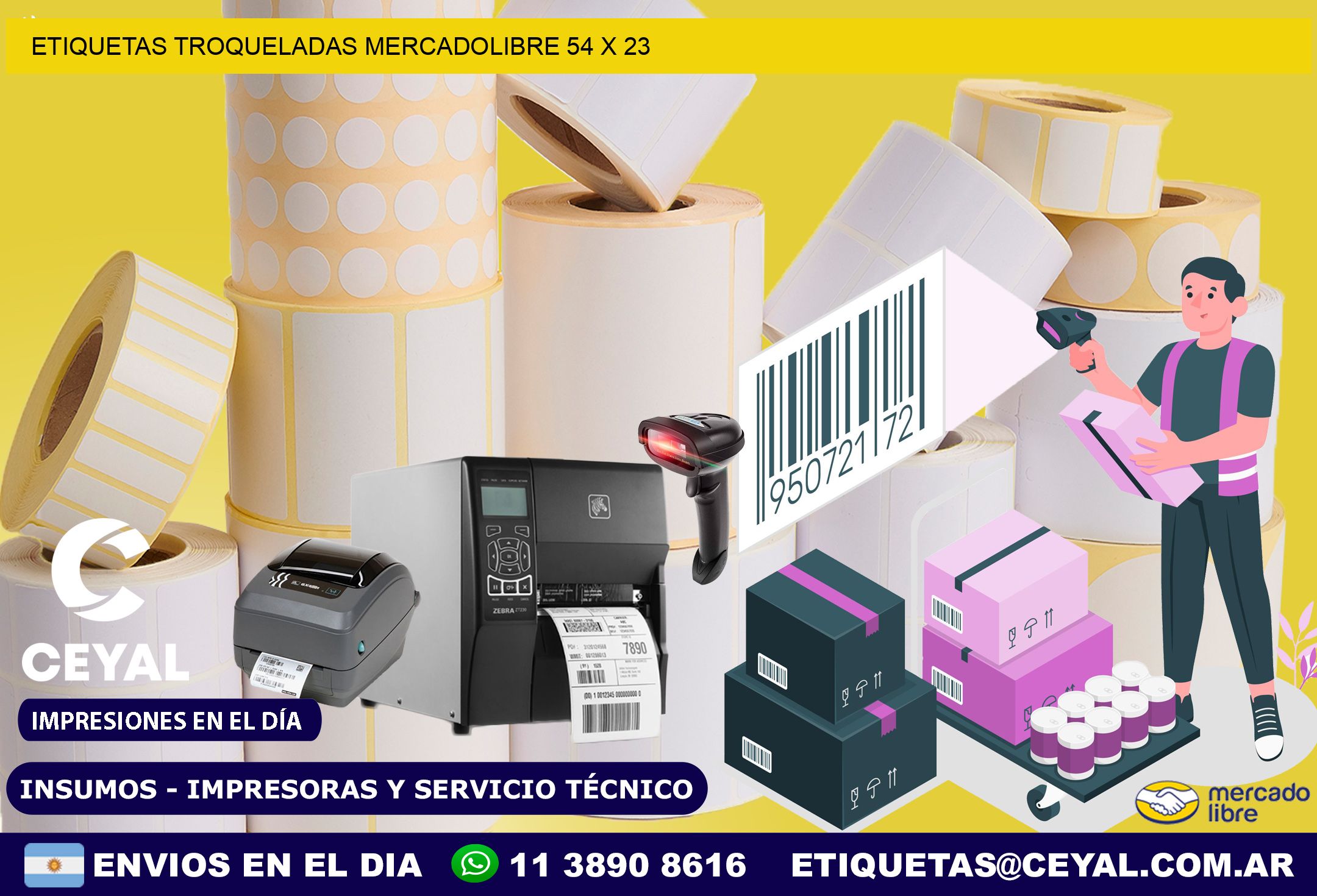 ETIQUETAS TROQUELADAS MERCADOLIBRE 54 x 23