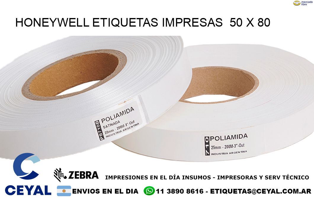 HONEYWELL ETIQUETAS IMPRESAS  50 x 80