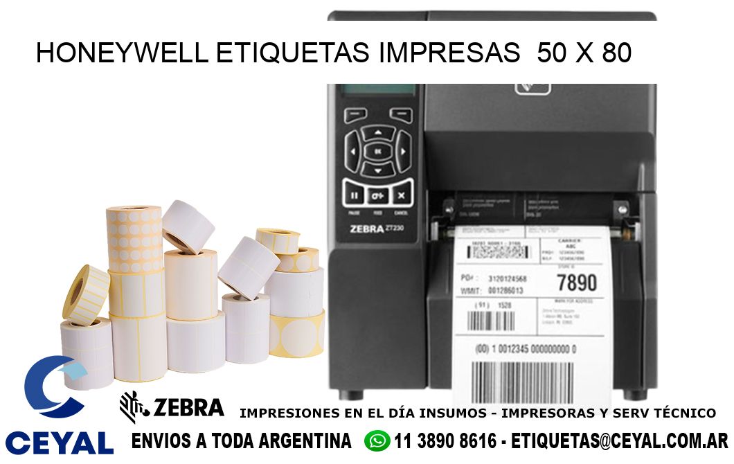 HONEYWELL ETIQUETAS IMPRESAS  50 x 80