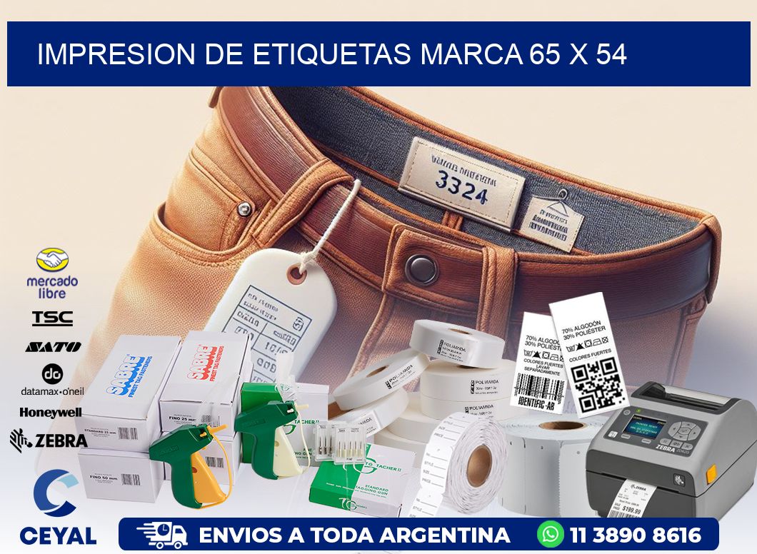 IMPRESION DE ETIQUETAS MARCA 65 x 54