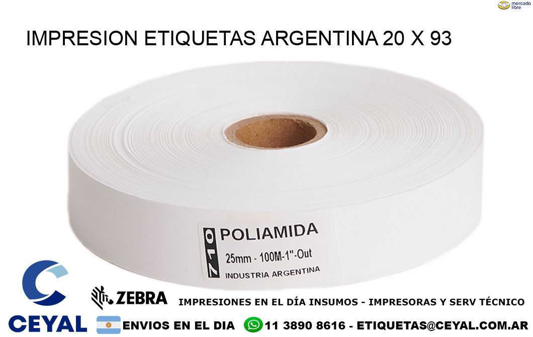 IMPRESION ETIQUETAS ARGENTINA 20 x 93