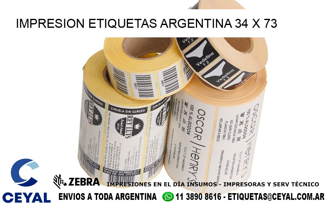 IMPRESION ETIQUETAS ARGENTINA 34 x 73