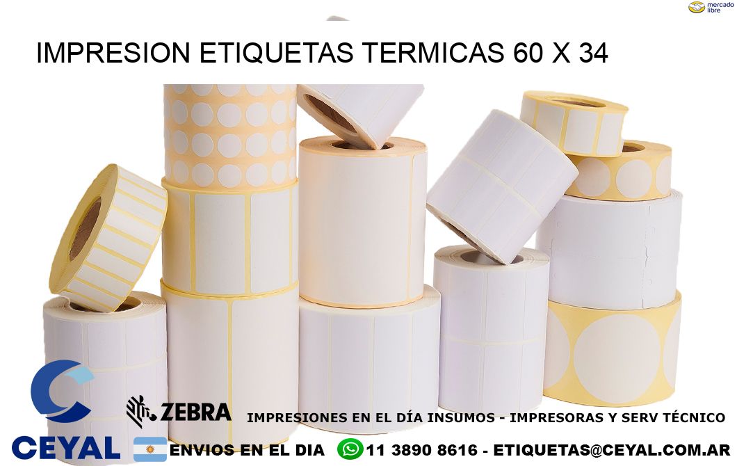 IMPRESION ETIQUETAS TERMICAS 60 x 34