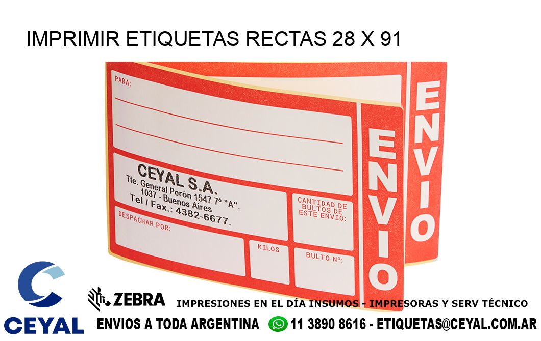 IMPRIMIR ETIQUETAS RECTAS 28 x 91