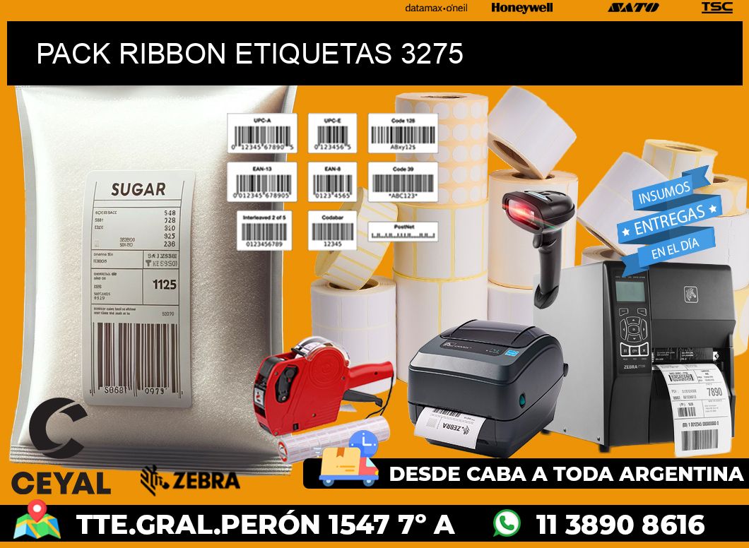 PACK RIBBON ETIQUETAS 3275