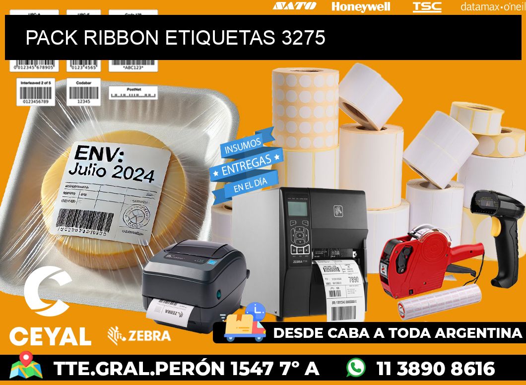 PACK RIBBON ETIQUETAS 3275