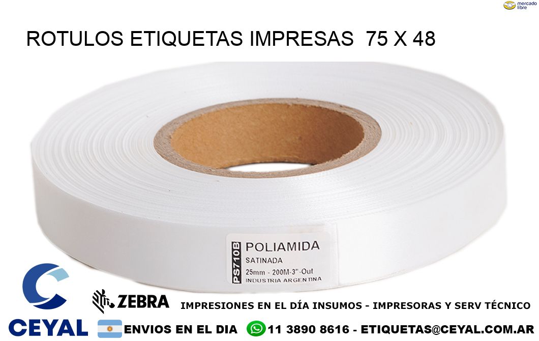 ROTULOS ETIQUETAS IMPRESAS  75 x 48