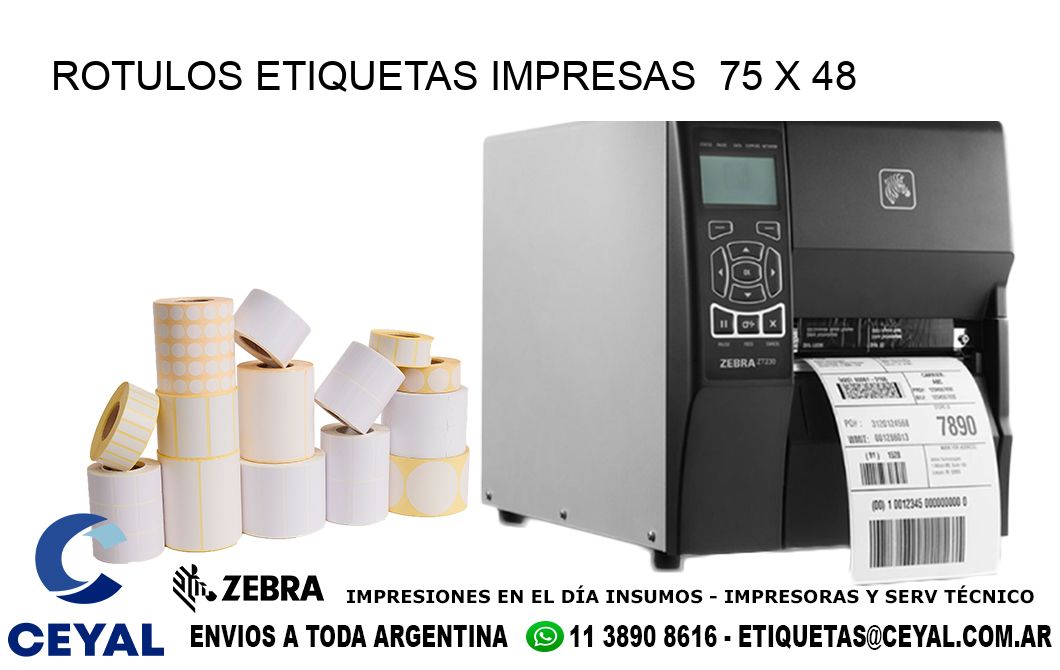 ROTULOS ETIQUETAS IMPRESAS  75 x 48