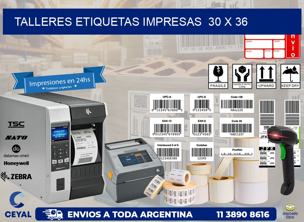 TALLERES ETIQUETAS IMPRESAS  30 x 36