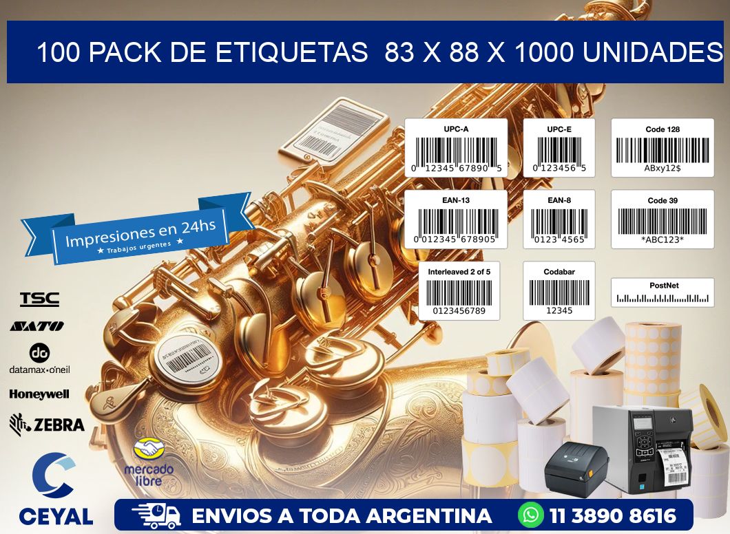 100 PACK DE ETIQUETAS  83 x 88 X 1000 UNIDADES