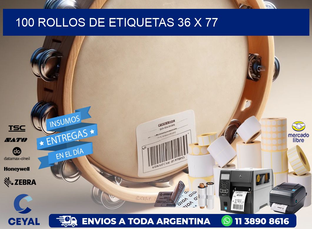 100 ROLLOS DE ETIQUETAS 36 x 77