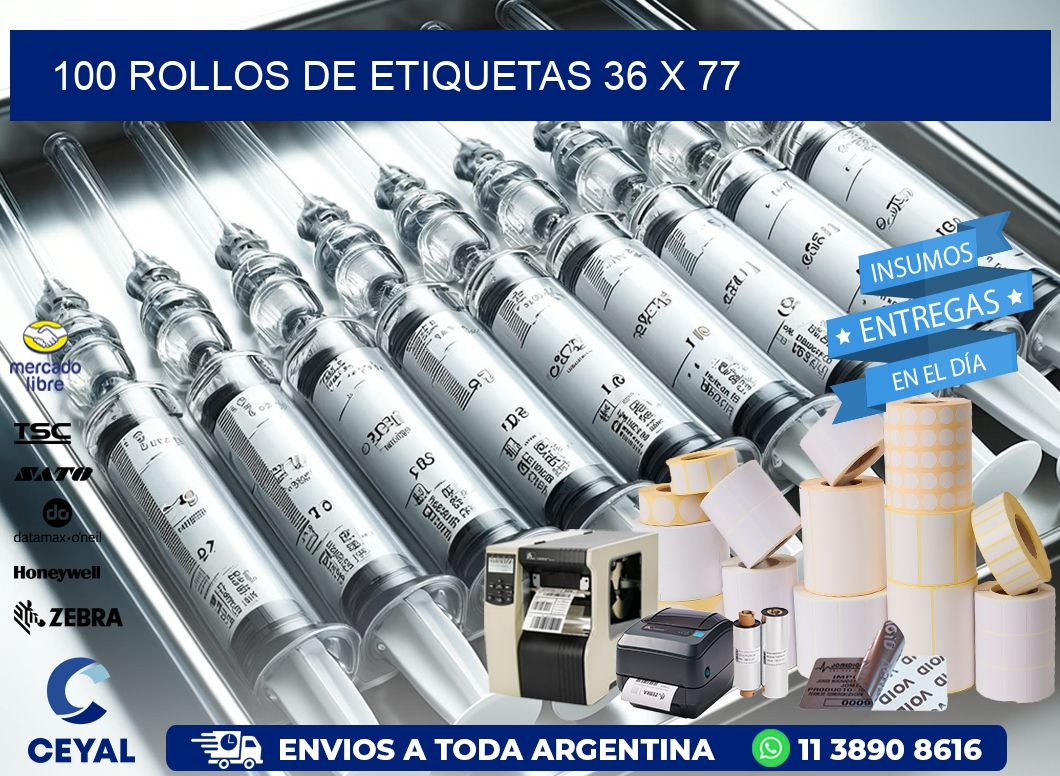 100 ROLLOS DE ETIQUETAS 36 x 77