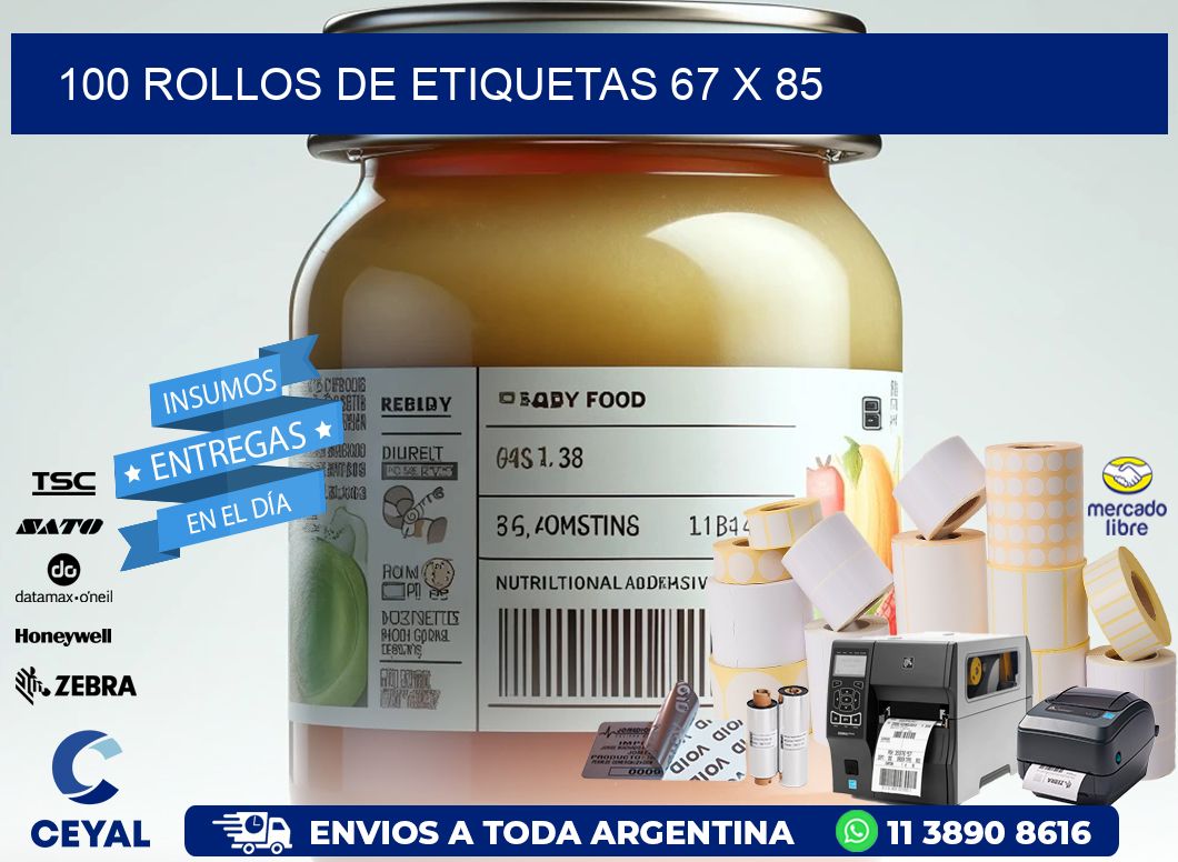 100 ROLLOS DE ETIQUETAS 67 x 85