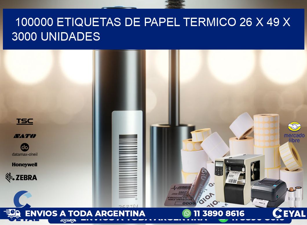 100000 ETIQUETAS DE PAPEL TERMICO 26 x 49 X 3000 UNIDADES