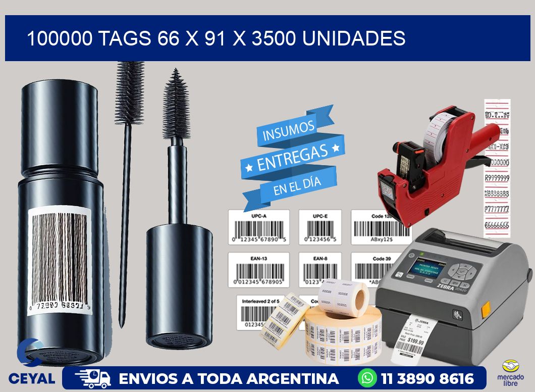 100000 TAGS 66 x 91 X 3500 UNIDADES