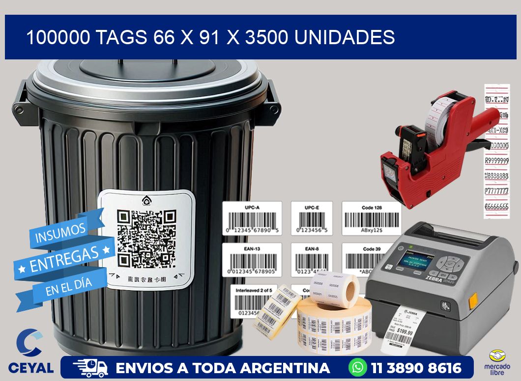 100000 TAGS 66 x 91 X 3500 UNIDADES