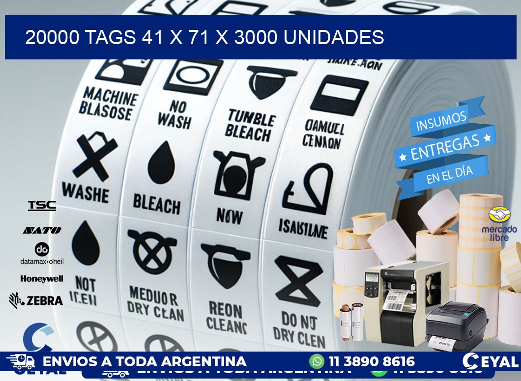 20000 TAGS 41 x 71 X 3000 UNIDADES