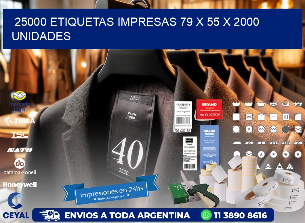 25000 ETIQUETAS IMPRESAS 79 x 55 X 2000 UNIDADES