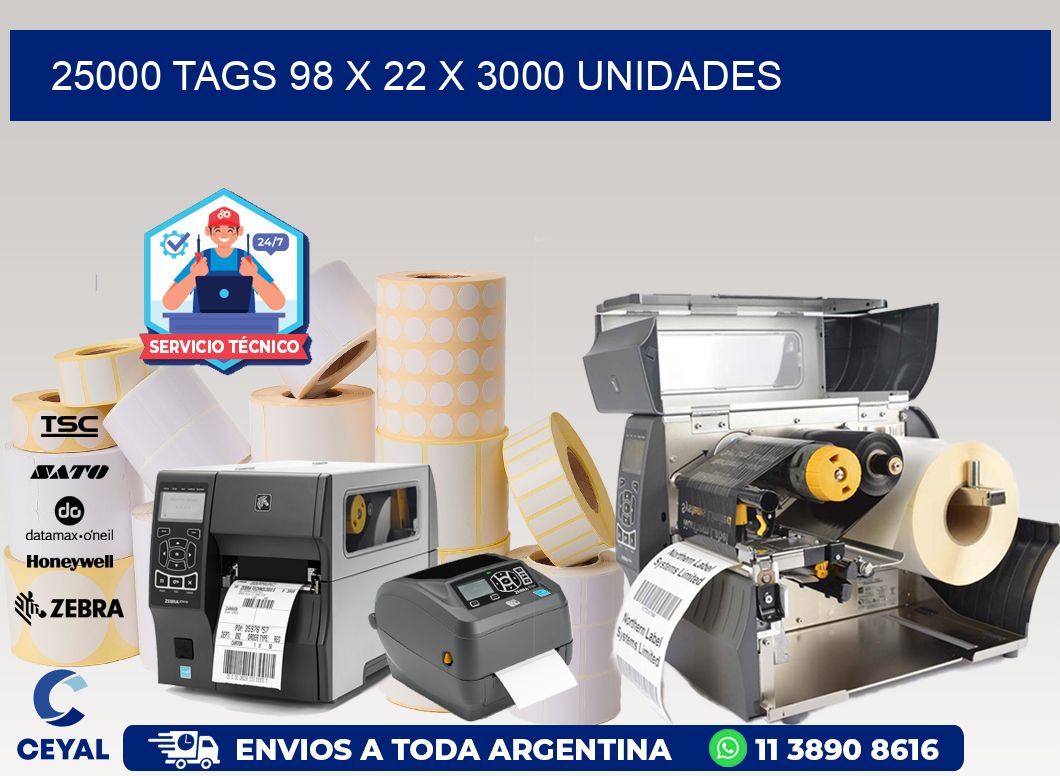 25000 TAGS 98 x 22 X 3000 UNIDADES