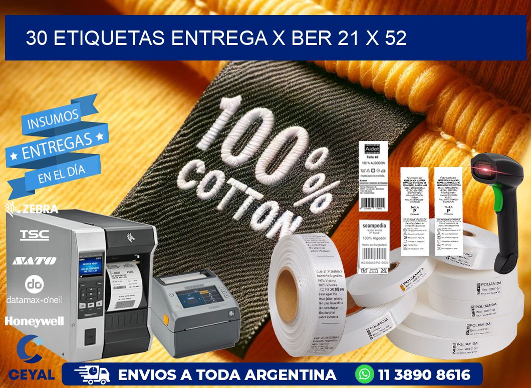 30 ETIQUETAS ENTREGA X BER 21 x 52