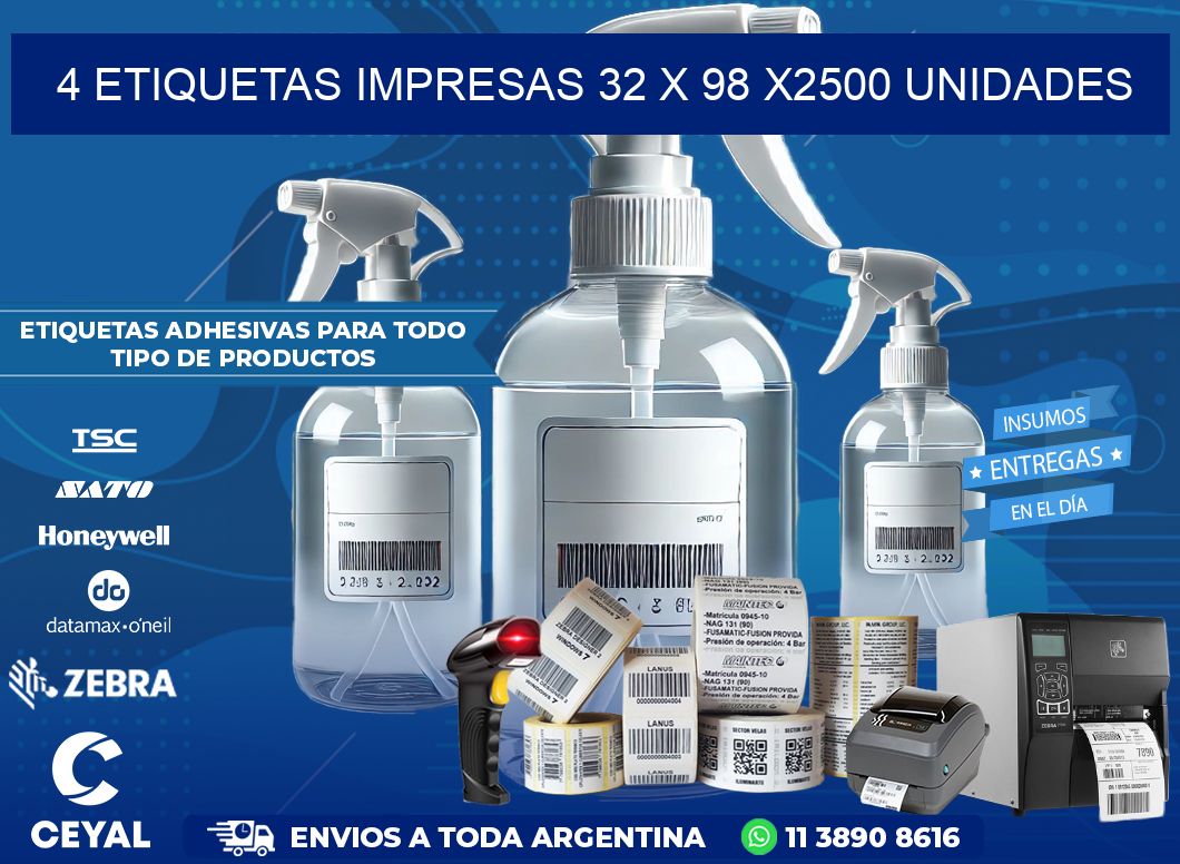 4 ETIQUETAS IMPRESAS 32 x 98 X2500 UNIDADES