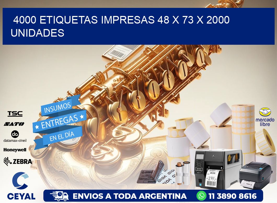 4000 ETIQUETAS IMPRESAS 48 x 73 X 2000 UNIDADES