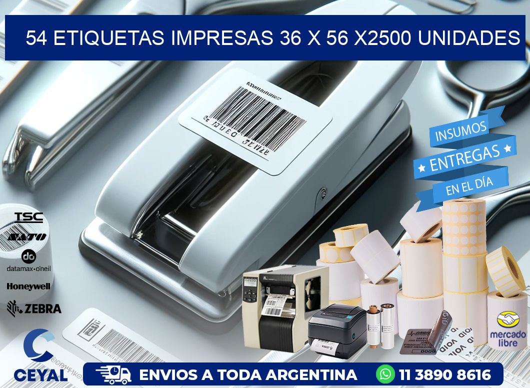 54 ETIQUETAS IMPRESAS 36 x 56 X2500 UNIDADES