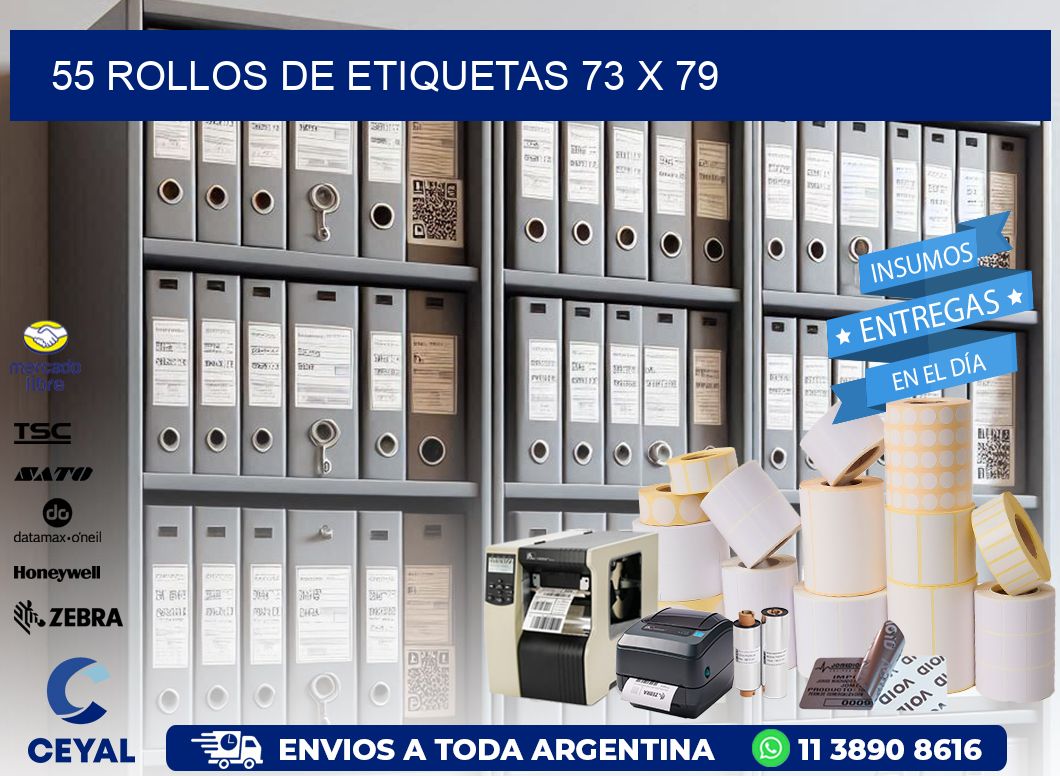 55 ROLLOS DE ETIQUETAS 73 x 79