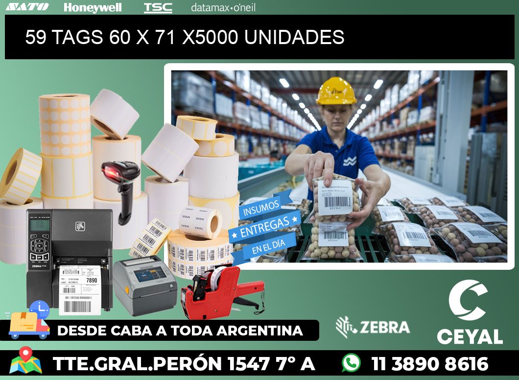 59 TAGS 60 x 71 X5000 UNIDADES