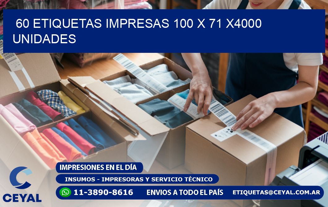 60 ETIQUETAS IMPRESAS 100 x 71 X4000 UNIDADES