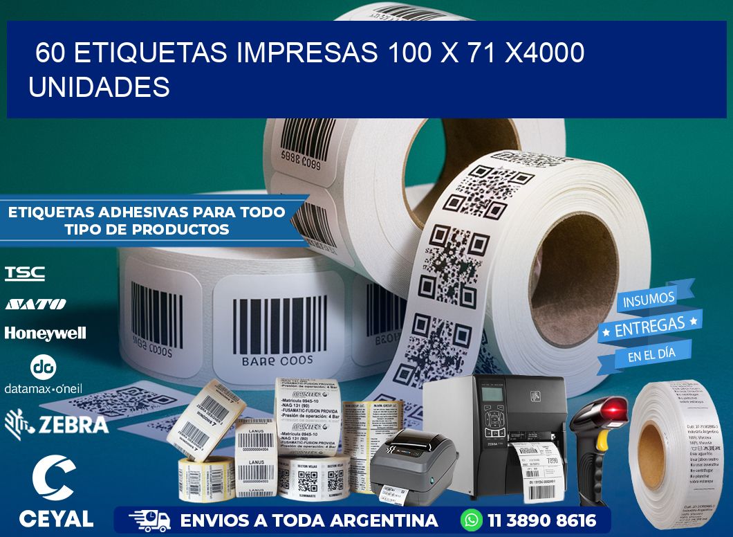 60 ETIQUETAS IMPRESAS 100 x 71 X4000 UNIDADES