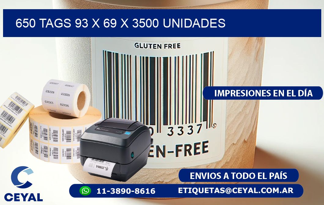 650 TAGS 93 x 69 X 3500 UNIDADES