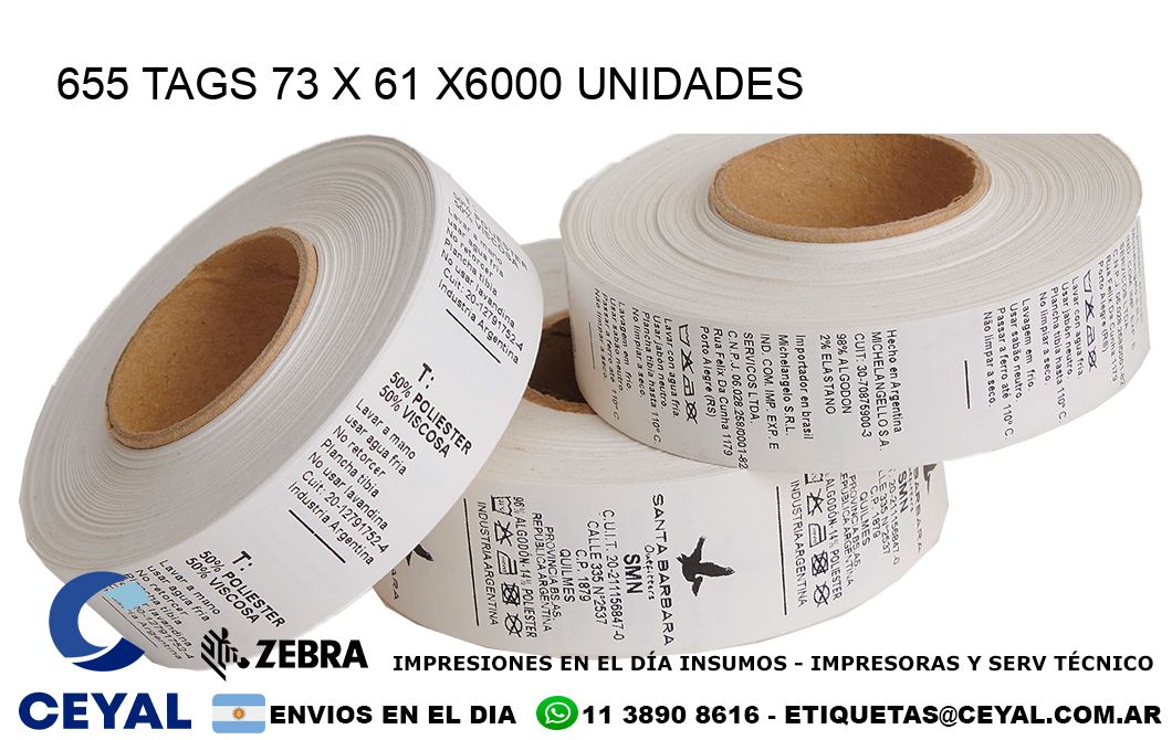 655 TAGS 73 x 61 X6000 UNIDADES