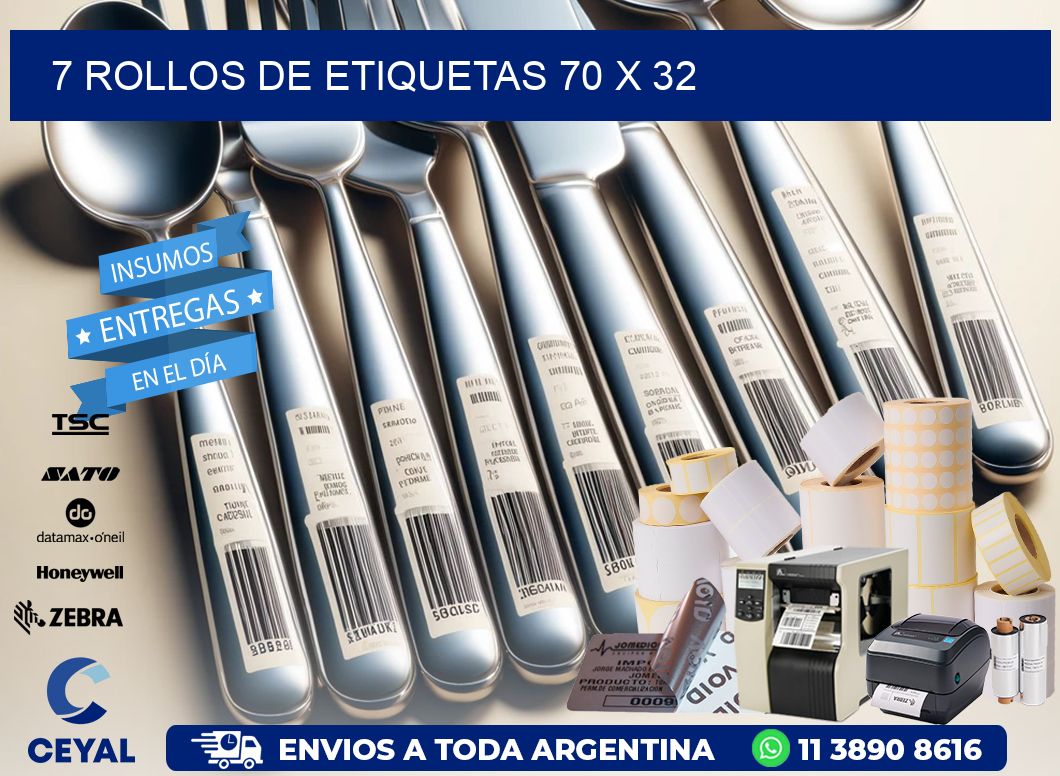 7 ROLLOS DE ETIQUETAS 70 x 32