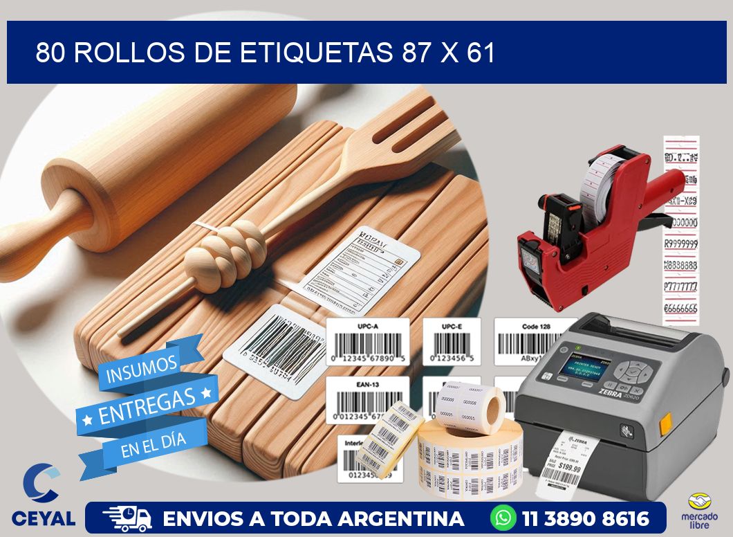 80 ROLLOS DE ETIQUETAS 87 x 61