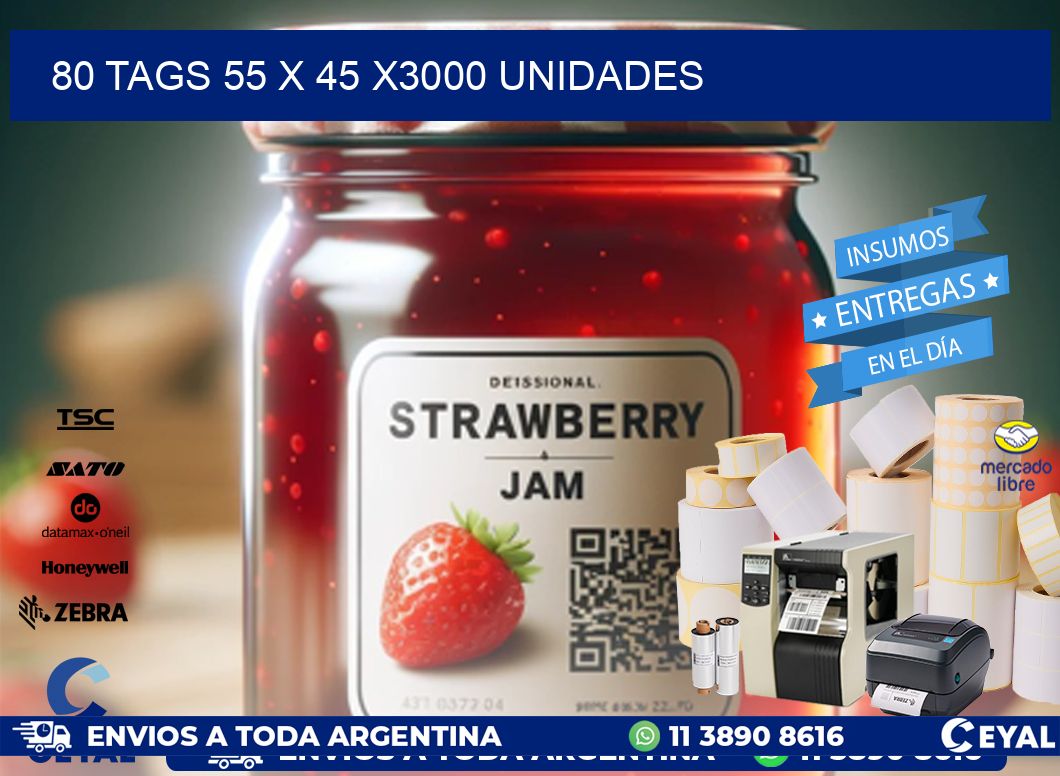 80 TAGS 55 x 45 X3000 UNIDADES