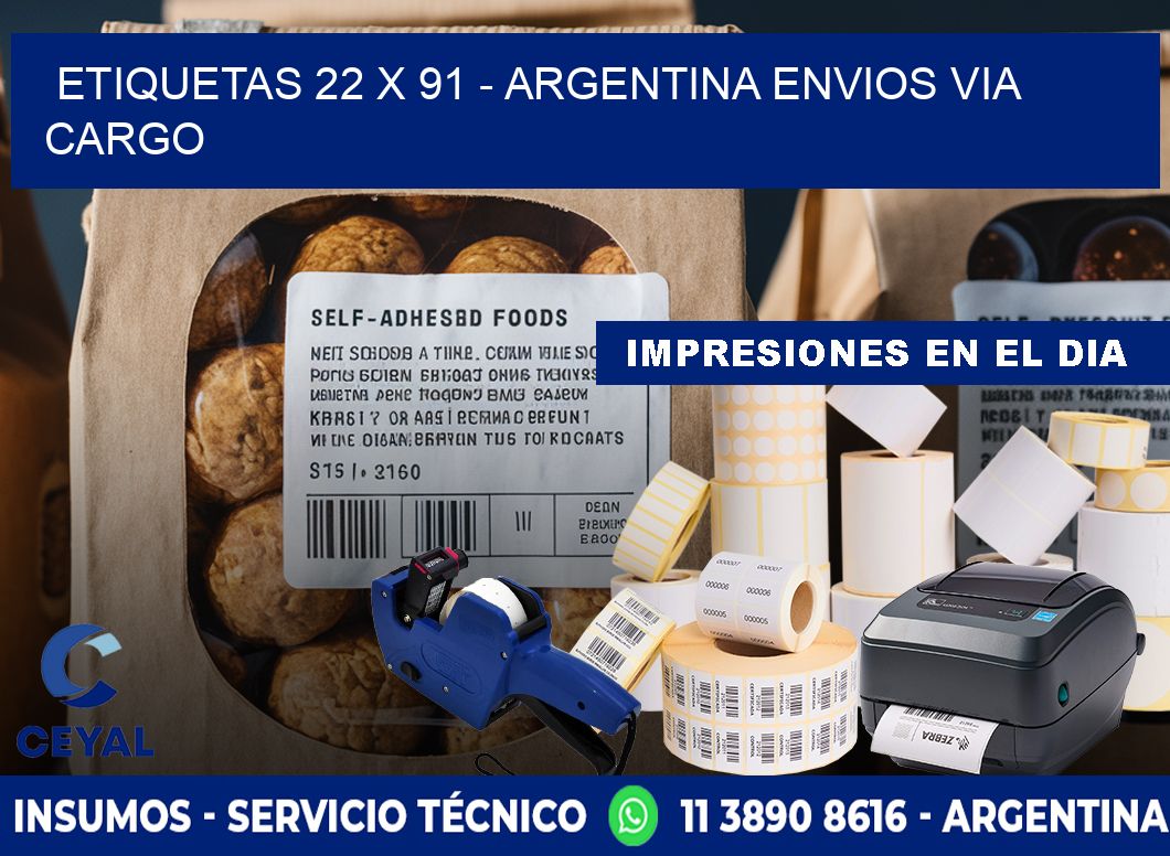 ETIQUETAS 22 x 91 - ARGENTINA ENVIOS VIA CARGO